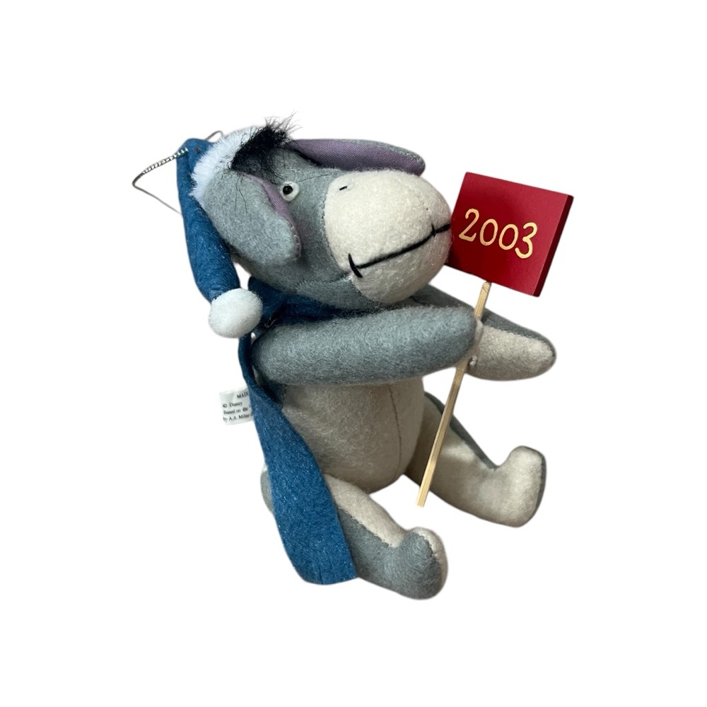 Vintage Disney Eeyore Christmas Plush Ornament Disney Winnie The Pooh Hat 2003